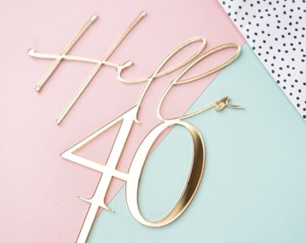 Forty Cake topper Birthday Personalised 40 Cake Topper 40th Cake Ideas Gold Happy 40th Acrylic Cake Topper Custom Age Hello Forty