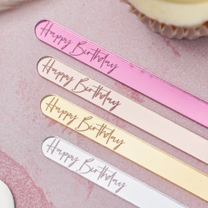 Happy Birthday Cakesicle Sticks Acrylic Cake Popsicles Cake Pops Gold Cakesicle Favours Custom Cake Sticks Birthday Cakesicle Stand