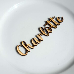 Boho personalised wood name place setting