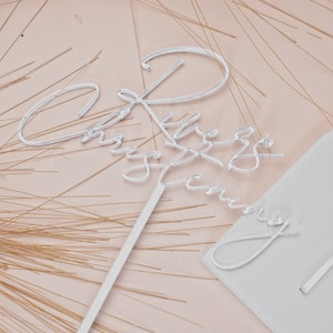 Cross and Christening name cake topper