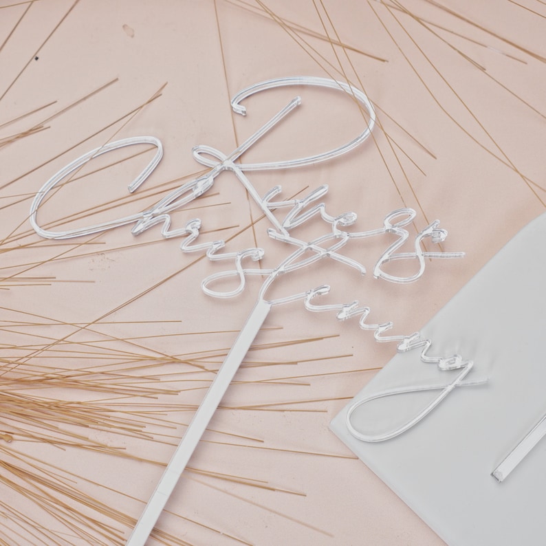 Cross and Christening name cake topper