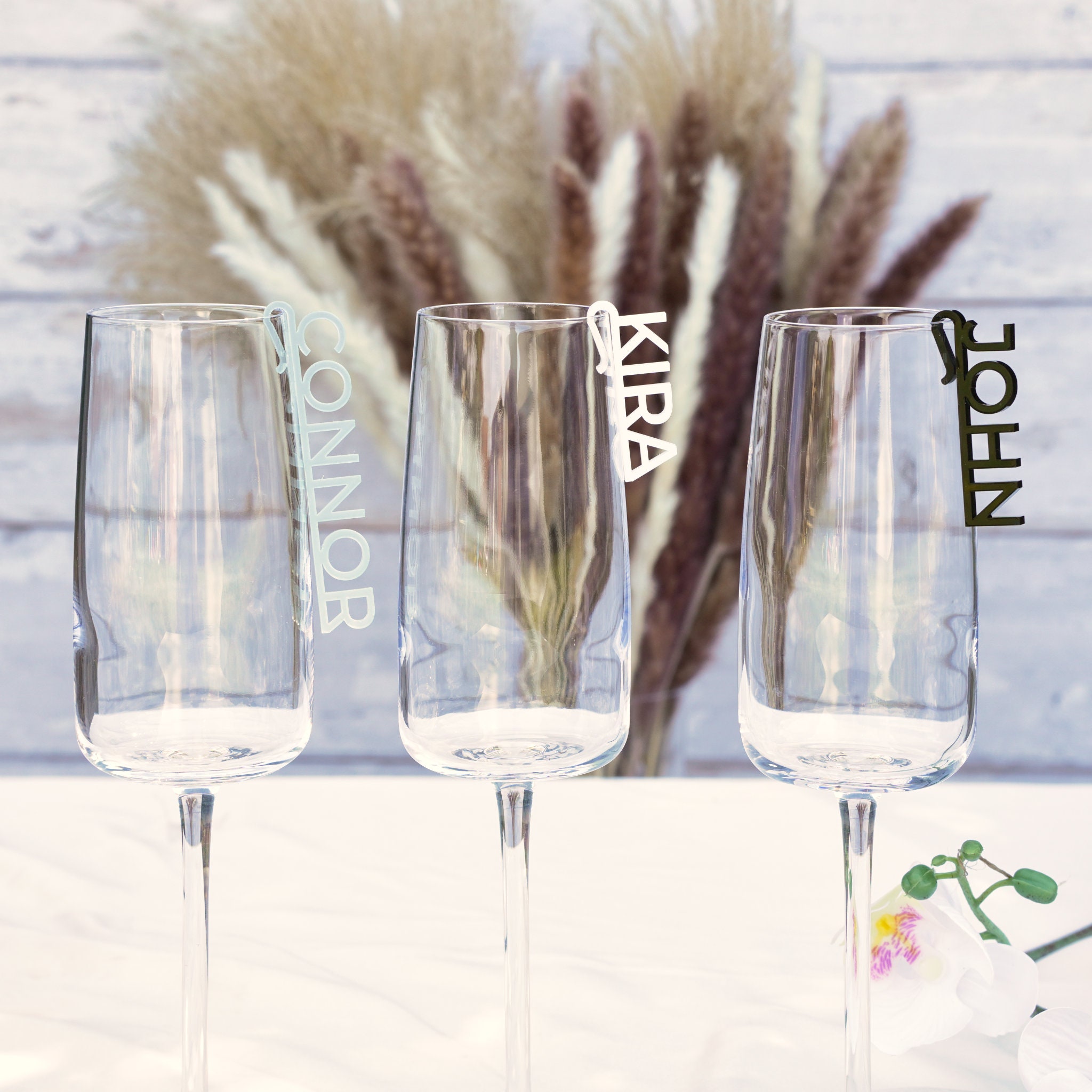 Personalized Wine Glass Charms Custom Name Tags Hen Party Cocktail Bar  Champagne Birthday Drink Markers Laser Cut Place Cards Name Settings 