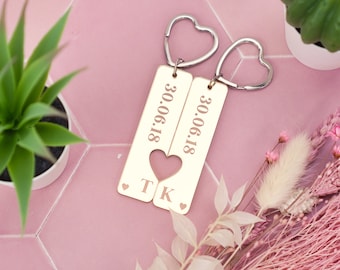 Chaveiro personalizado para namorado(a) e namorada, com iniciais gravadas, para data, dia dos namorados, lembrança para marido, esposa, aniversário, noivado