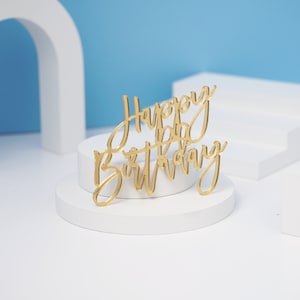 Happy Birthday Cake Topper Mirror Acrylic Cake Charm, Happy Birthday Cake Sign Topper Cake Charms Silver Gold Custom Cake Decorations