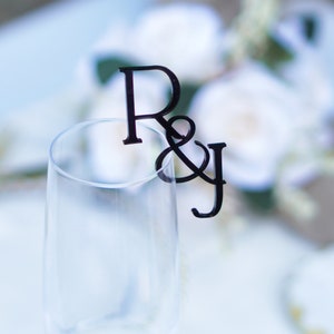 Drink Toppers Bruiloft Acryl Drink Tags Bruiloft Drink Stirrer Alternatieve Glazen Initialen Bruiloft Wijn Charmes Cocktail Toppers