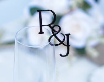 Drink Toppers Hochzeit Acryl Drink Tags Hochzeitsgetränk Stirrer Alternative Glas Initialen Hochzeit Wein Charms Cocktail Toppers