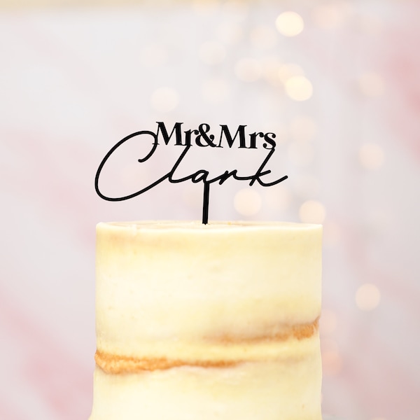 Mr and Mrs Cake Topper Wedding Custom Cake Topper Mr & Mrs Toppers Mr and Mrs Gifts Personalised Wedding Cake Topper Acrylic Gold Wooden