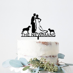 Matrimonio Sposa Sposo Wedding Cake Topper Topper Torta Sposi e Cane  Wedding Cake Silhouette Topper Bastoncini Torte Buon Compleanno Decorazioni  Per