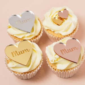 Spiegel Acryl Cupcake Topper Mama Geburtstagstorte Herz Acryl Mum Cake Topper Glücklicher Muttertag Cake Topper Gold Kuchen Charms Mum