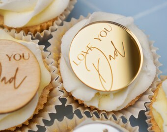 10-teiliger Vatertag-Kuchenaufsatz Aus Acryl Mit Goldenem Glitzer – Fertig Montiert Für Deine Papa-Party