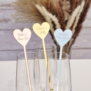 Personalised Drink Stirrers Heart Hen Party Favours Baby Shower Bachelorette Party Decorations Acrylic Cocktail Stirrers Hen Do Favours