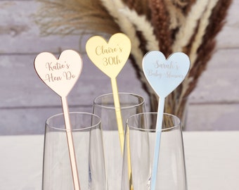 Personalised Drink Stirrers Heart Hen Party Favours Baby Shower Bachelorette Party Decorations Acrylic Cocktail Stirrers Hen Do Favours