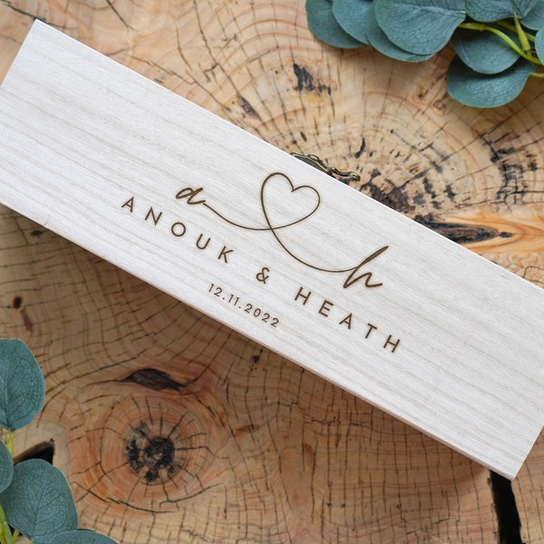 Personalisierte Hochzeit Wein Box Hochzeitszeremonie Hochzeit Wein Box Zeit Kapsel Hochzeit Wein Geschenk Gravierte Holz Champagner Flaschen Box