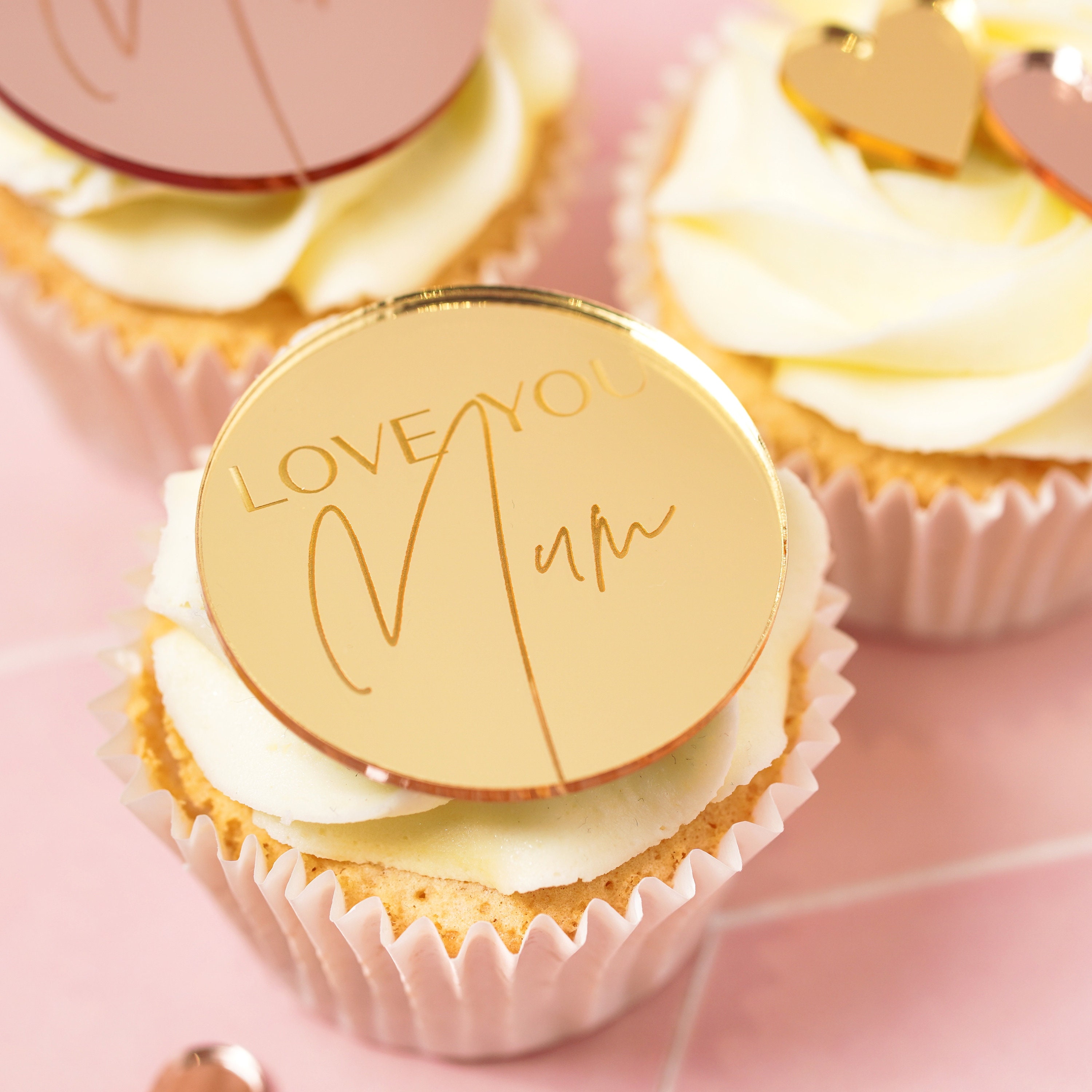 Mirror Acrylic Cupcake Topper Mum Birthday Cake Disc Acrylic Mum Cake ...