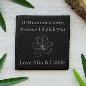 Personalised Mothers Day Gift For Mum Birthday Gift Mommy Nana Nanny Grandma Mummy Gift Coaster Present for Mummies were flowers