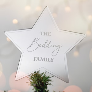 Personalisierte Weihnachtsbaumspitze Silber oder Gold Benutzerdefinierte personalisierte Baum Sternspitze Weihnachtsdekoration Stern-Baumspitze Weihnachtsbaum