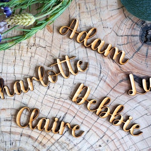 Personalised Place Names, Place Setting Laser Cut Name Tags Rustic Wedding Favours, Boho Wedding Table Decor Wood Name Place Tag Card