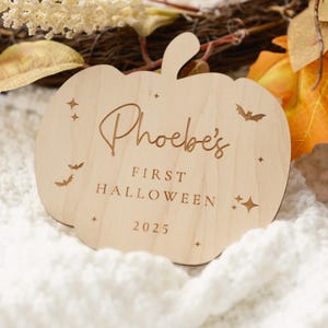 Baby’s First Halloween Pumpkin Plaque | My First Halloween Wooden Pumpkin Disc | Newborn Halloween Social Media Photo Prop Keepsake