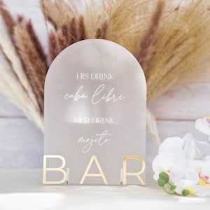 Letrero de bebida exclusivo Menú de bar de bodas Letrero de boda acrílico Menú de bebidas Letrero de boda acrílico Letrero de cóctel exclusivo Letrero de bebida para él y para ella