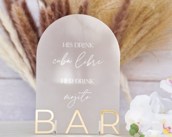 Signature Drink Sign Wedding Bar Menu Acrylic Wedding Signage Drink Menu Acrylic Wedding Sign Signature Cocktail Sign his and her drink sign