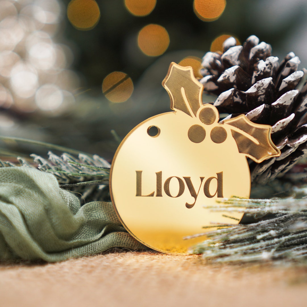 Personalised Christmas Gift Tags Wooden Table Favours Custom Place