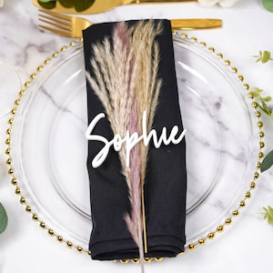 Acrylic Name Place Setting ideas Wedding Place Cards Wedding Favours Party, Black Name Places setting Wedding Gold Name Tag Place Cards