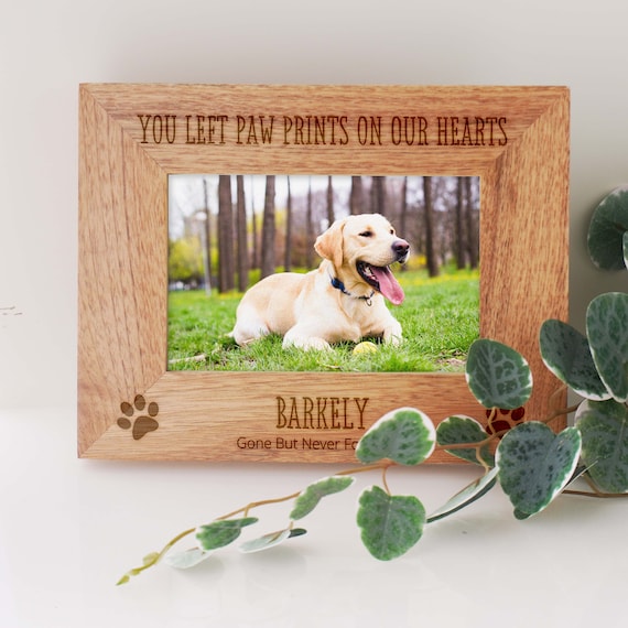 Dog Sympathy Gift Paw Print Design and Sweet Poem Add Photo to Double Frame 