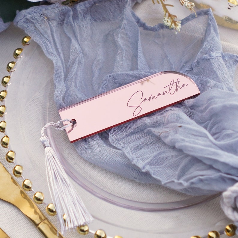 Rose gold acrylic personalised  bookmark