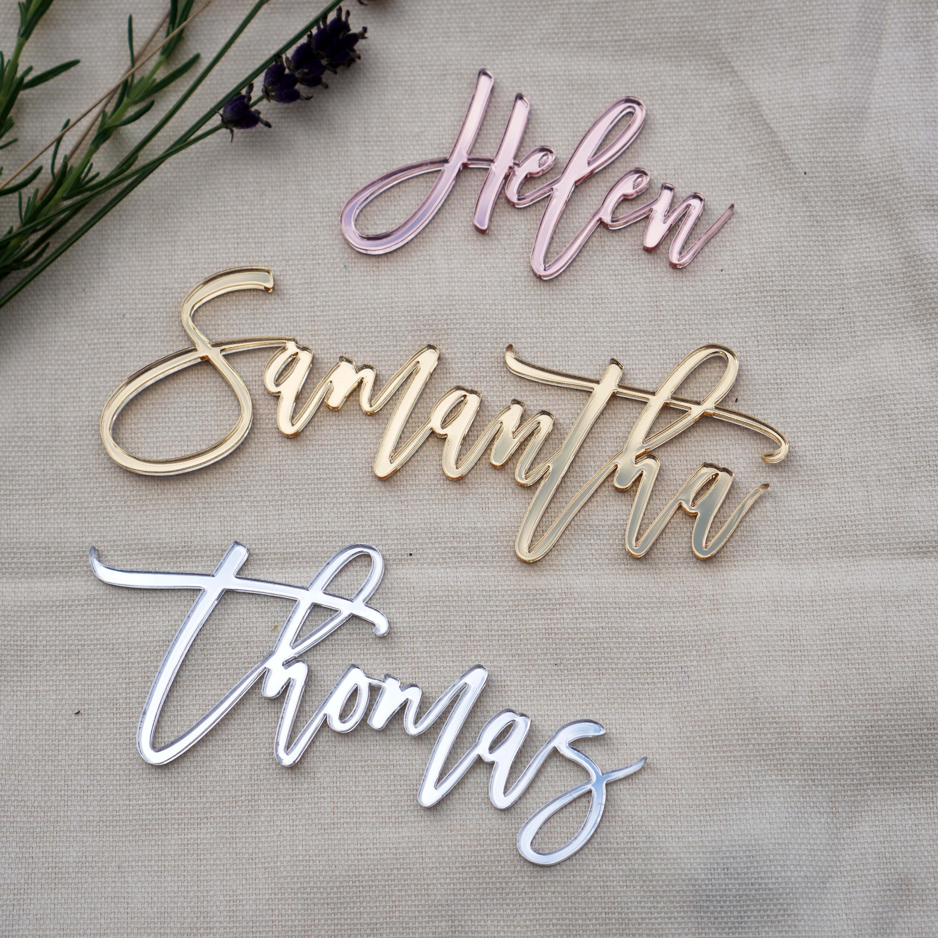 Nombre Acrílico Personalizado Con Letras 3D Dorado Espejo – Regalo Único Para Dama De Honor O Propuesta
