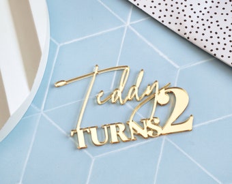 Personalised Name and Age Acrylic Cake Charm Script Acrylic Cake Topper Silver Gold Custom Acrylic Name Cake Topper Number Cake Charm