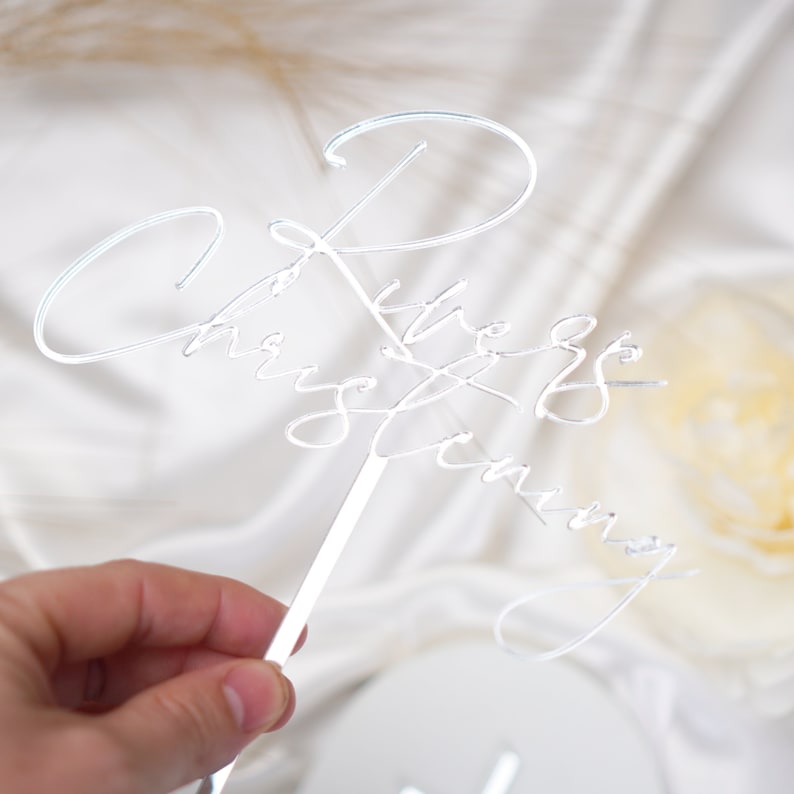 Acrylic personalised cake topper and cross charm set