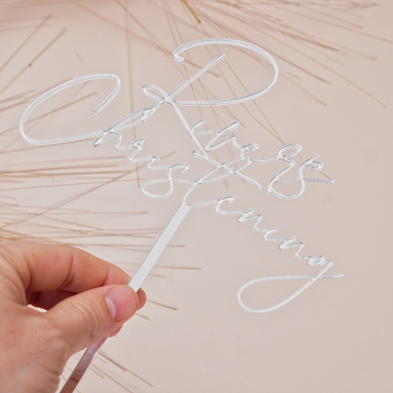 Mirror silver topper for baptism cake