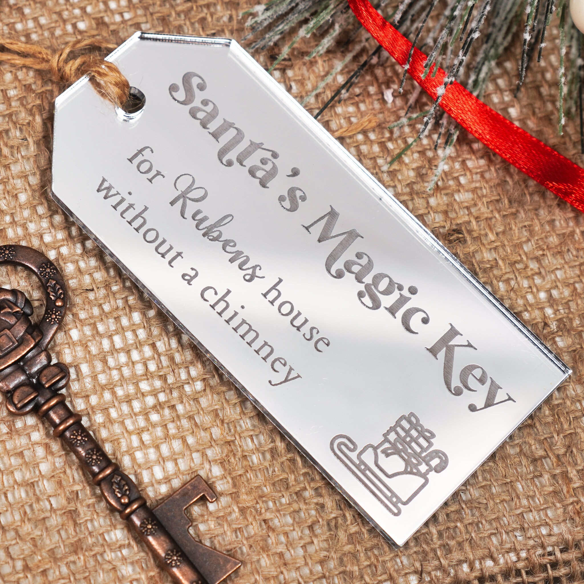 Personalised Key for Santa No Chimney Special Key for Father Christmas Gift  for Kids Christmas Eve Box Accessory Xmas Keepsake 