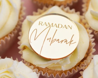 Ramadan Cupcake Toppers, Ramadan Mubarak Décorations Étiquettes cadeaux Ramadan Mubarak cadeaux, Eid Cake Topper, Ramadan Décoration Acrylique Gâteau Disques