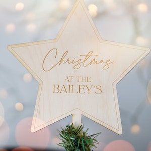 Personalisierte Weihnachtsbaumspitze Silber oder Gold, individuell gestaltete personalisierte Baumspitze Weihnachtsdekoration Stern Baumspitze für Weihnachtsbaum