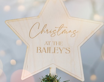 Adorno para árbol de Navidad personalizado en plata o dorado. Adorno para árbol de Navidad personalizado. Adorno para árbol de Navidad con forma de estrella.