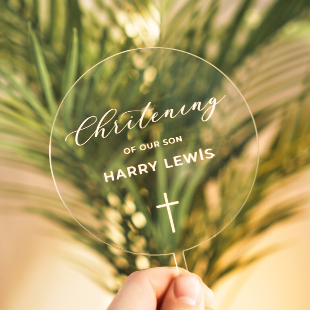 Personalised Christening Cake Topper Paddle Acrylic Holy Communion God