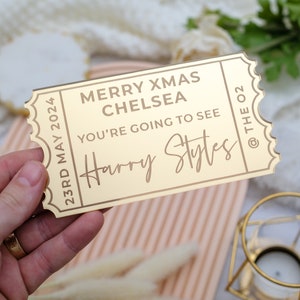 Personalisierte Acryl Tickets, Ticket Geschenk Weihnachtsgeschenk, Geburtstagsgeschenk, Hochzeit, Jahrestag, Ticket Urlaub, Konzert, Reveal