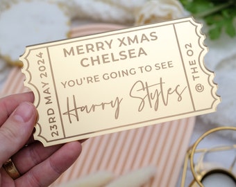 Personalised Acrylic Tickets, Ticket Present Christmas Gift, Birthday Gift, Wedding, Anniversary, Ticket Holiday, Concert, Reveal