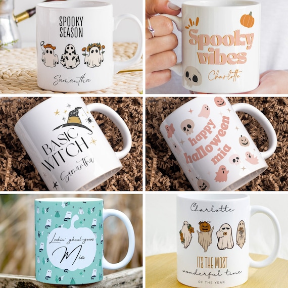 Personalised Halloween Mug Gift For Friend Autumn Mug Pumpkin Spice Latte Ghost Spooky Season Fall Coffee Mug Autumn Decor Halloween Gift