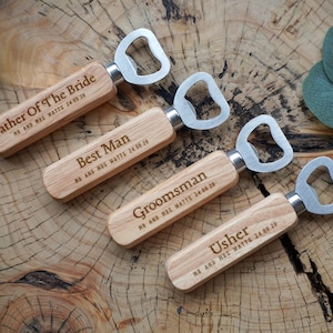 Personalised Bottle Opener, Personalised Engraved Stag do Wooden Bottle Opener Best Man Usher Groomsmen Father of the Bride gift