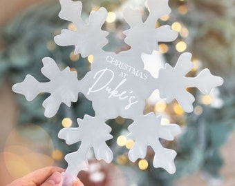 Ideas personalizadas para la punta del árbol de Navidad. Decoraciones navideñas familiares personalizadas. Punta de copo de nieve para el árbol de Navidad.