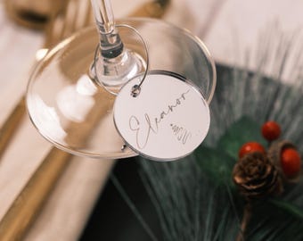 Christmas Party Personalised Place Names Festive Table Decor Wineglass Charms Christmas Decoration Christmas Eve Keyring Favour Drink Topper