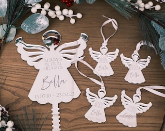Personalised Angel Tree Topper and Bauble Set, Christmas Angel Memorial Gift, Custom Angel Decoration, Large Angel Ornament Tree Topper