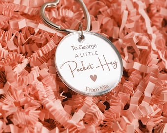 Personalised Valentine's Daygift Pocket Hug Thoughtful Gift Token Gift Valentines Keyring Missing You Small Gift Little Hug Keychain
