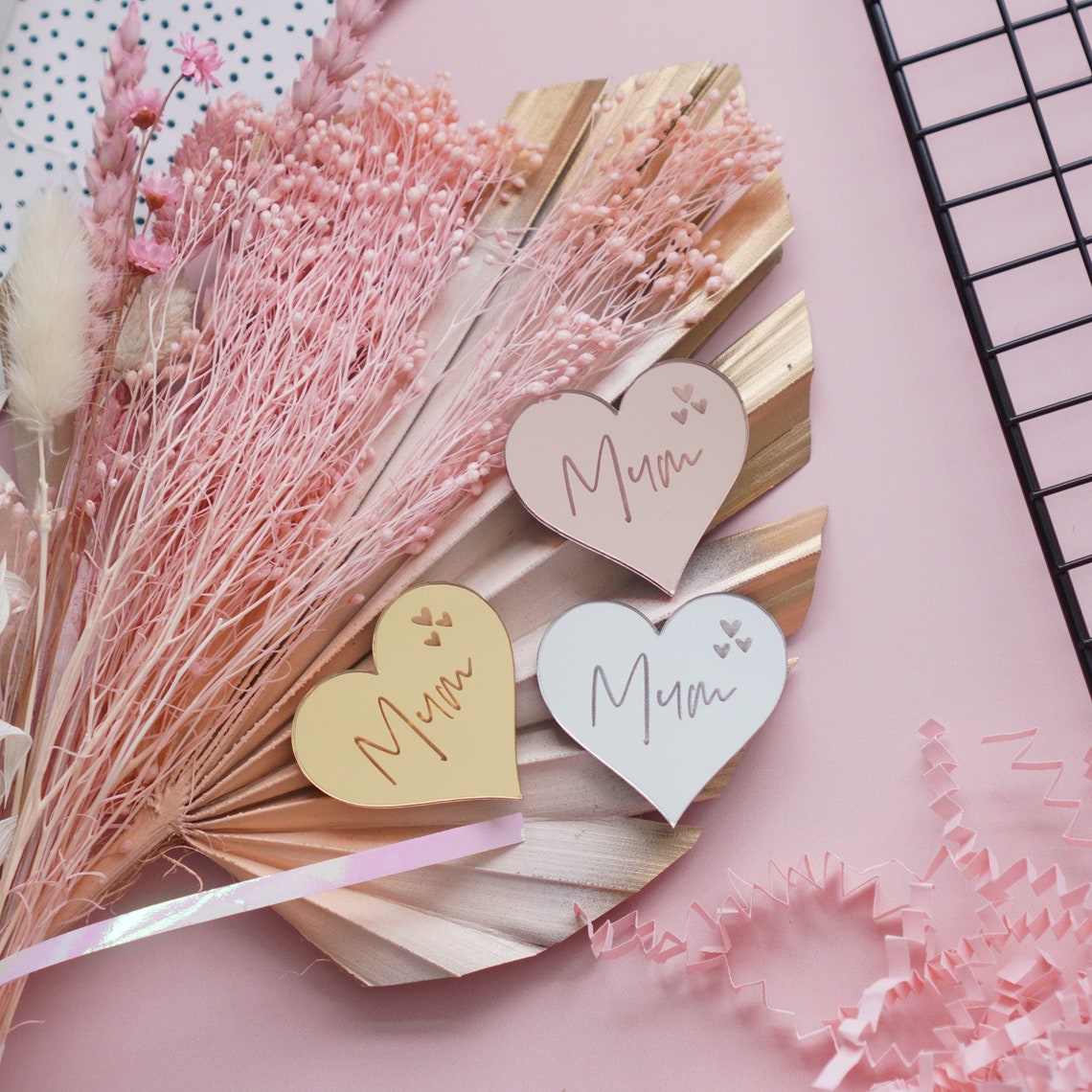 Mothers Day Cupcake Toppers Heart Acrylic Mum Cupcake Topper Mummy Cake ...