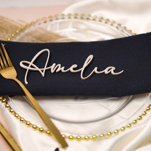 Acrylic Name Place Cards Wedding Place Setting Name Tags Wedding Favours Party, Wedding Table Decor Gold Grey White Black Name Place Cards