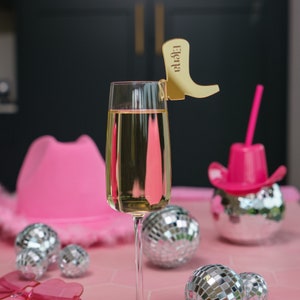 Disco Cowgirl Bachelorette Party Hen Party Decorations Hens Drink Toppers Names Last Rodeo Lets go Girls Hen Cow girl Disco Ball Last Rodeo