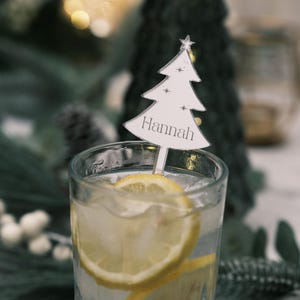 Decorazioni per feste di Natale personalizzate, agitatori per bevande, bastoncini da cocktail, bomboniere natalizie, albero di Natale da tavolo, agitatore per cocktail, segnaposto