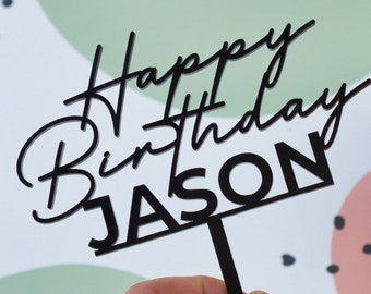 Custom Acrylic Birthday Cake Topper With Name Personalised Happy Birthday Cake Topper Name Gold Party Decoration ideas Acrylic Name Topper